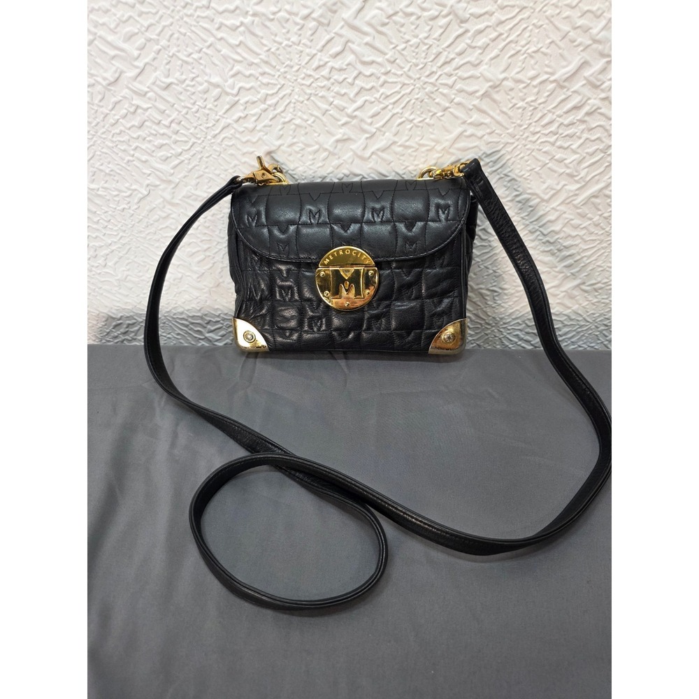 Metrocity Crossbody Bag Women Mini Black Good Quilted Leather Gold Hardware - Picture 2 of 8